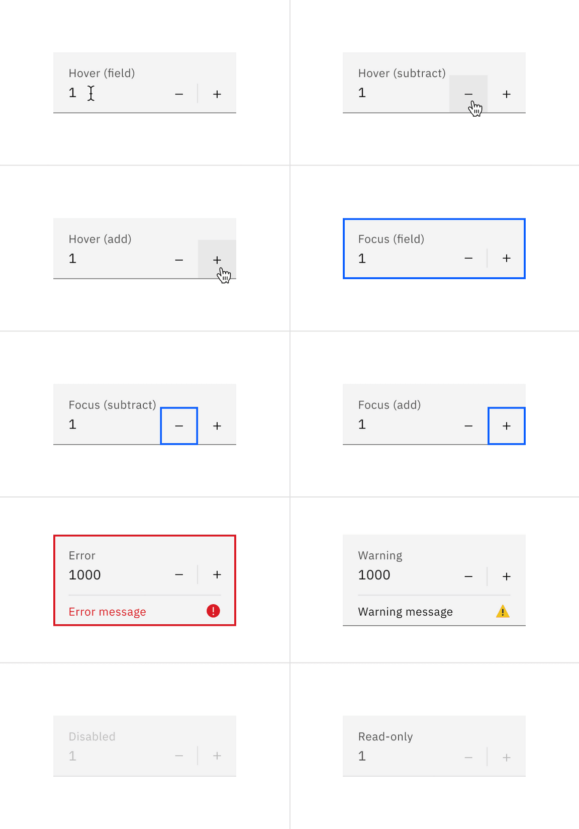 Fluid number input interactive states